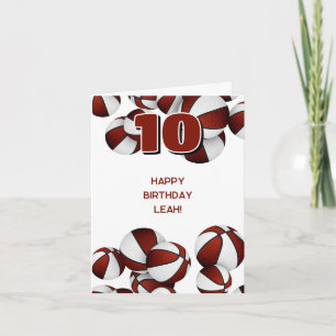 maroon white team colours basketballs kids birthda card