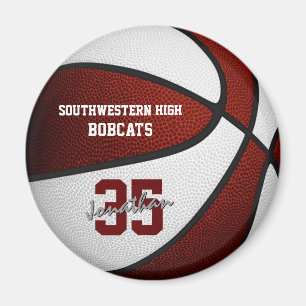 maroon white team colours boys girls basketball magnet