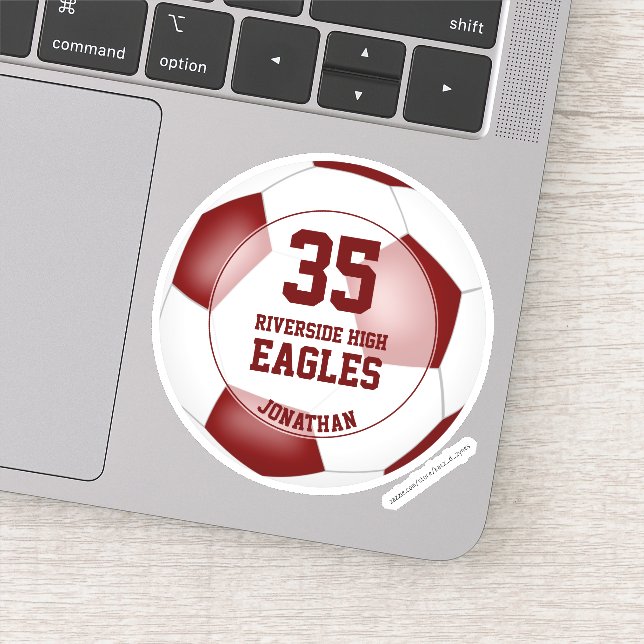 maroon white team colours boys girls soccer sticke (Detail)