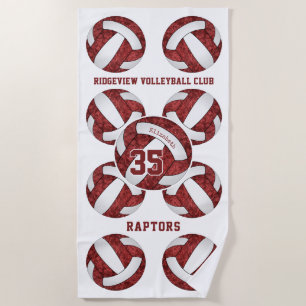 maroon white team colours gifts girly volleyballs  beach towel