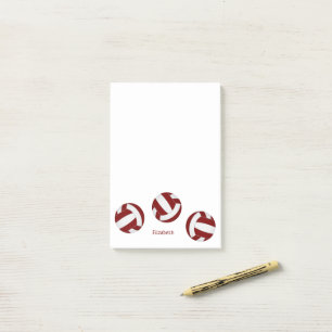 maroon white team colours volleyballs w player nam post-it notes