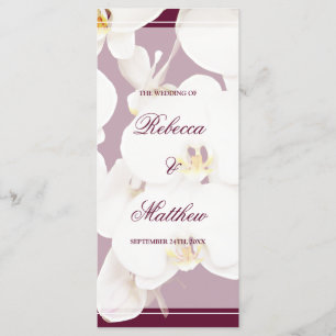 Maroon Wine and White Orchid Wedding Program Programme