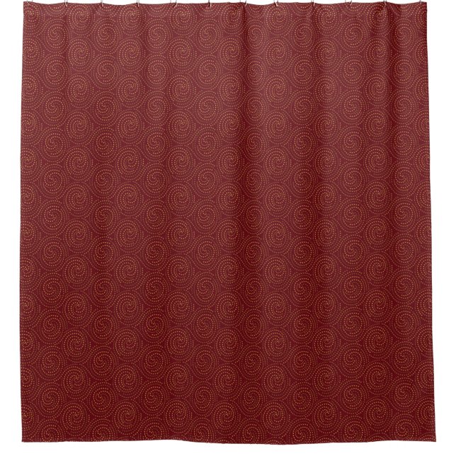Maroon with Gold swirls Shower Curtain (Front)