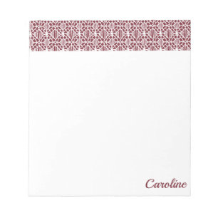 Maroon With White Crochet Lace Pattern Notepad