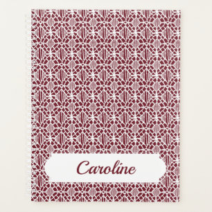 Maroon With White Crochet Lace Pattern Planner