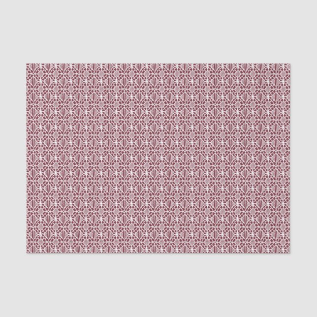 Maroon With White Crochet Lace Pattern Tissue Paper (Front)