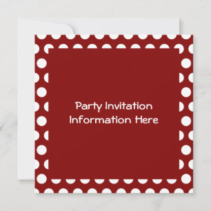 Maroon with White Polka Dots Blank Invitation