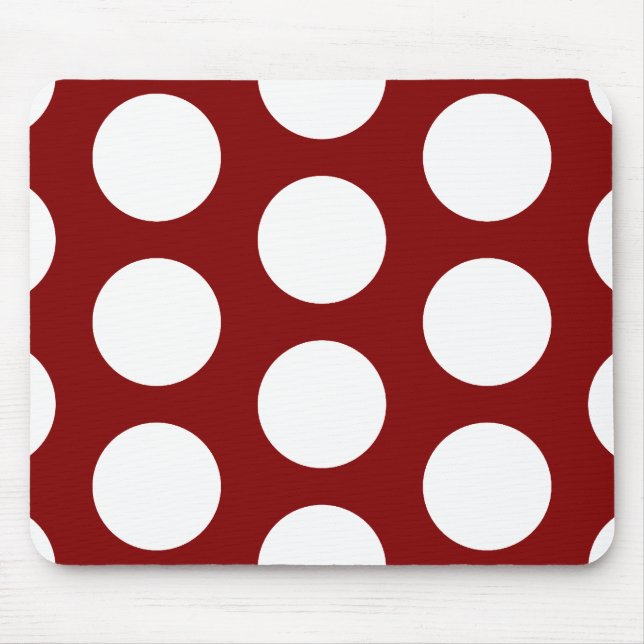 Maroon with White Polka Dots Mouse Pad (Front)