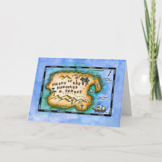 Marooned Parrot Treasure Map Greeting Card