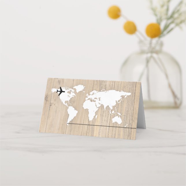 Marque place mariage  fond bois card (Front)