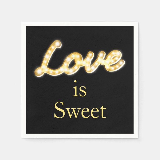 Marquee Lights Love is Sweet Napkin black (Front)