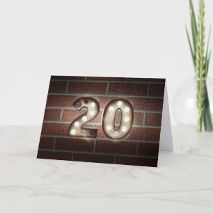 Marquee Lights On Brick for 20th Birthday Card