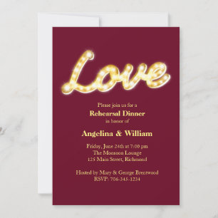 Marquee Lights Rehearsal Dinner Invite