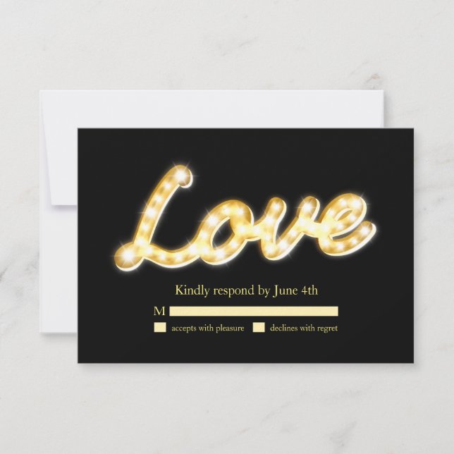 Marquee Lights RSVP - black Card (Front)