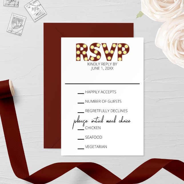 Marquee Lights Wedding RSVP Card (Creator Uploaded)