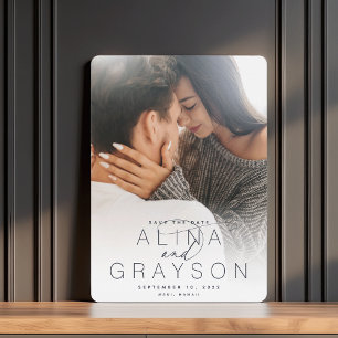 Marquee Name   Modern Vertical Photo Save The Date