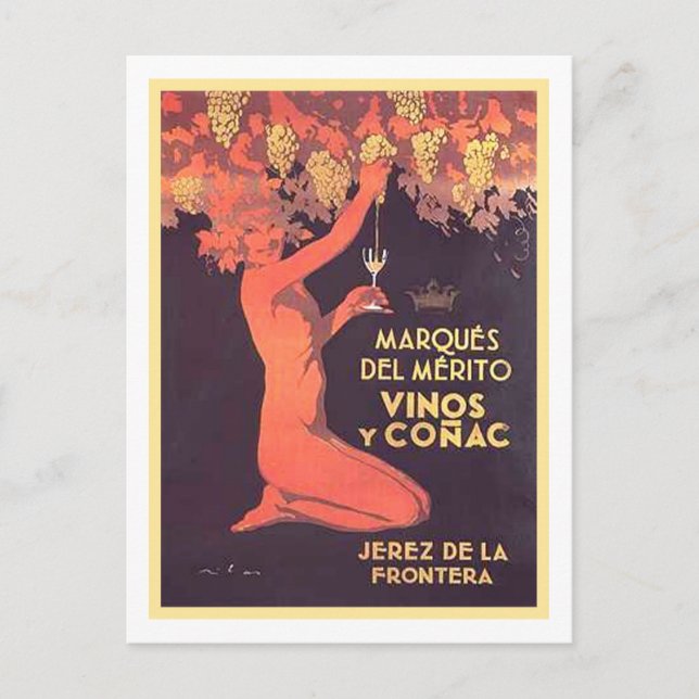 Marques Del Merito Vinos y Conac Postcard (Front)