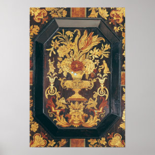 Marquetry detail from a buffet poster