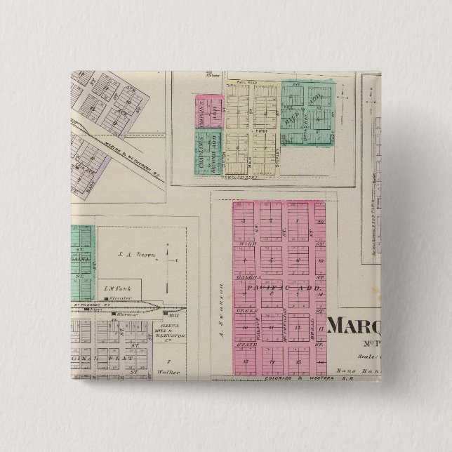 Marquette, Conway, Galva, Elyria, Ames, Kansas 15 Cm Square Badge (Front)