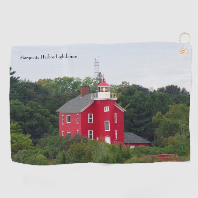 Marquette Harbour Lighthouse golf towel (Horizontal)