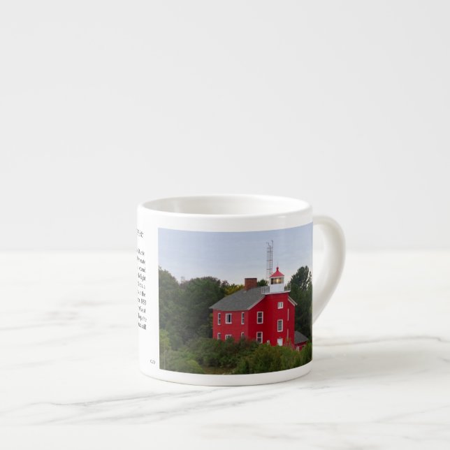 Marquette Harbour Lighthouse history espresso mug (Front Right)
