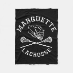 Marquette Lacrosse Vintage Distressed Retro Lax  Fleece Blanket