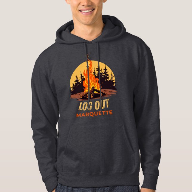 Marquette Michigan Campfire Hoodie (Front)