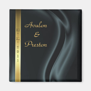 Marquis Black Silk Gold Save The Date Magnet
