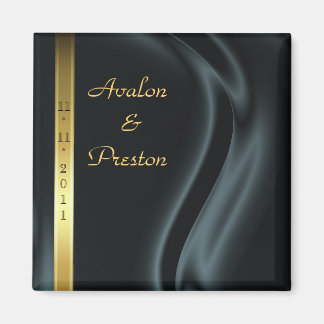 Marquis Black Silk Gold Save The Date Magnet