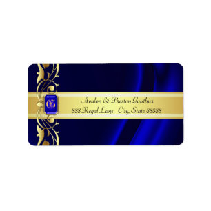 Marquis Blue & Gold Silk Address Labels