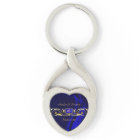 Marquis Blue Silk Gold Scroll Keychain