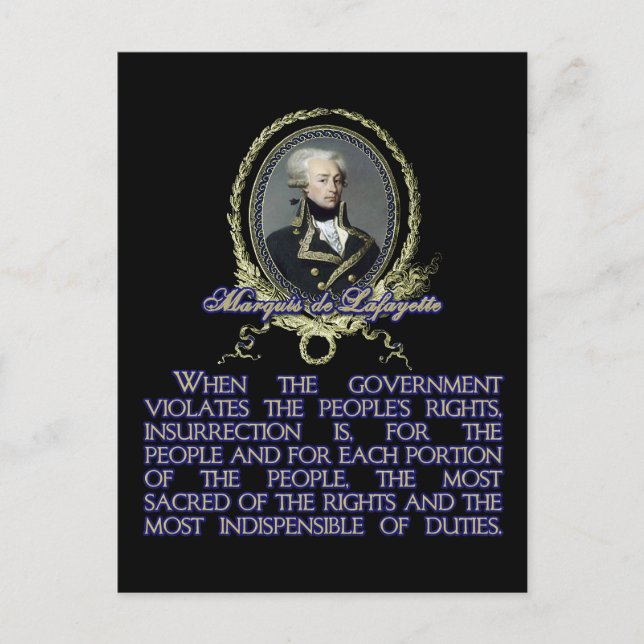 Marquis de Lafayette Quote on Insurrection Postcard (Front)