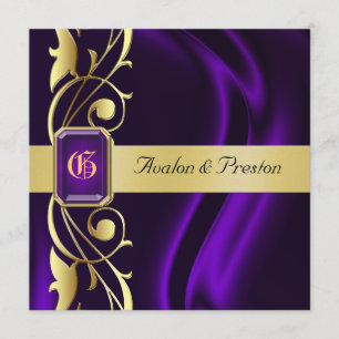 Marquis Purple Silk Gold Scroll Jewel Invitation
