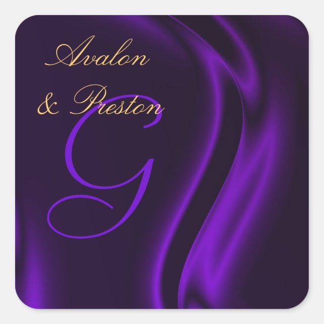 Marquis Purple Silk Square Monogram Sticker (Front)