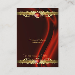 Marquis Red Silk Gold Scroll Table Placecard