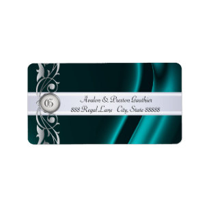 Marquis Teal & Silver Silk Address Labels