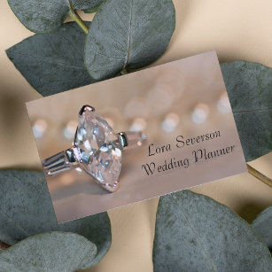 Marquise Diamond Engagement Ring Wedding Planner Business Card