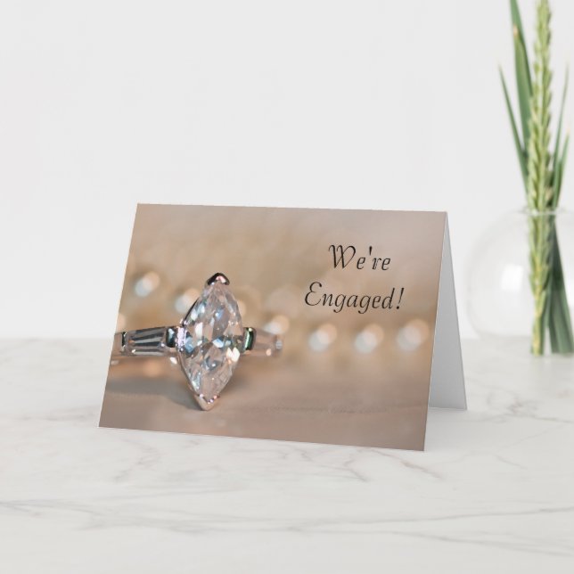 Marquise Diamond Ring Engagement Party Invitation (Front)