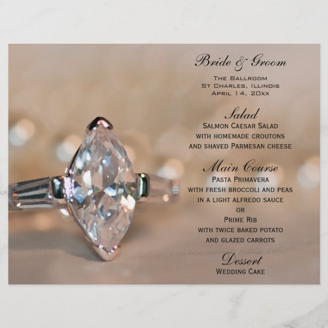 Marquise Diamond Ring Wedding Menu (Front)