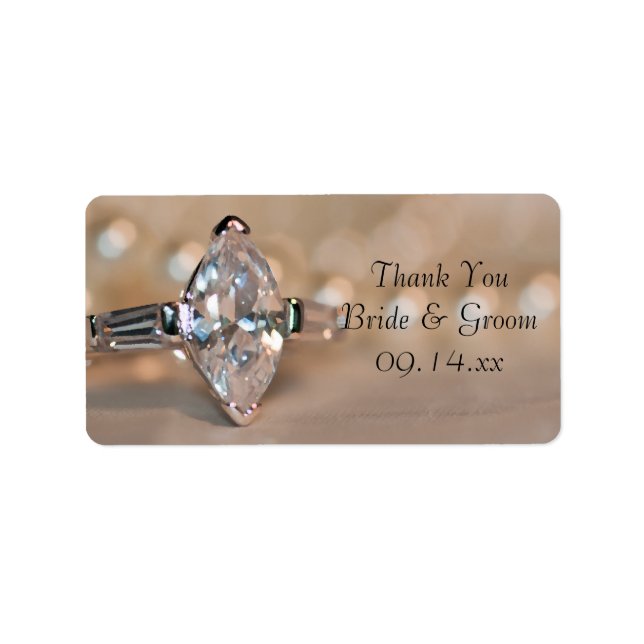 Marquise Diamond Ring Wedding Thank You Favour Tag (Front)