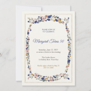 Marquise Medallion 50th Birthday Invitation
