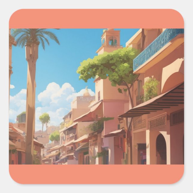 marrakech ai painting art square sticker (Front)