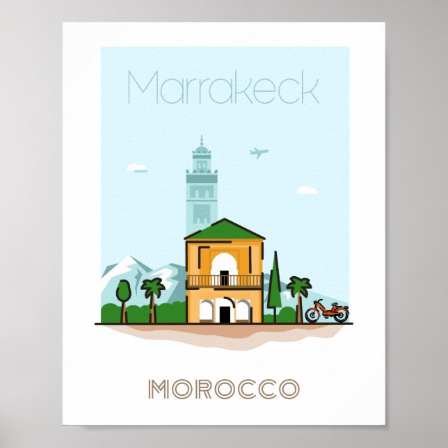 Marrakech city travel poster - morocco travel  (Front)