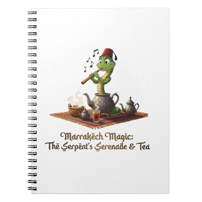 Marrakech Magic: Cute Snake Flute Player Moroccan Notebook (Front)