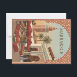 Marrakech Market and Arches Vintage Postcard<br><div class="desc">Ornate arches and spice markets in deep Moroccan reds and golds.</div>