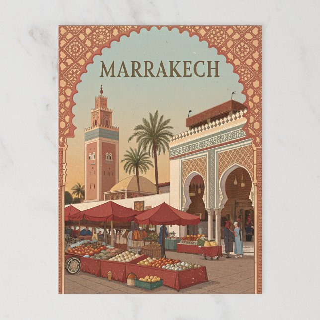 Marrakech Market and Arches Vintage Postcard (Creator Uploaded)