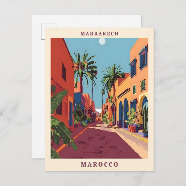 Marrakech Marocco Elegant Art Vintage Travel Postcard (Front/Back)