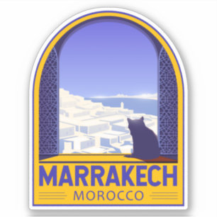 Marrakech Morocco Cat Retro