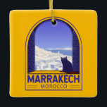 Marrakech Morocco Cat Retro Ceramic Ornament<br><div class="desc">Marrakech retro travel design in a retro style.</div>