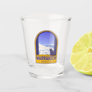 Marrakech Morocco Cat Retro Shot Glass
